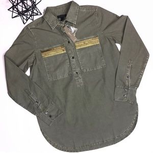 NWT J. Crew Embellished Pop Over Shirt Size 0